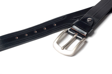 Men's Creased Dress Leather Belt Black